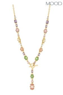 Mood Tone Patina Effect Stone Y-drop Necklace (B86928) | 149 LEI