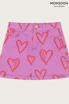 Monsoon Heart Print Denim Skirt