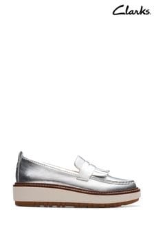 Clarks Silver Metallic Orianna Loafer Shoes (B87146) | €114