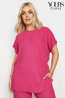 Розовый - Yours Curve Crinkle Plisse Grown On T-shirt (B87149) | €34