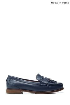 Moda in Pelle Red Espelette Leather Tassel Boat Shoes (B87306) | $135