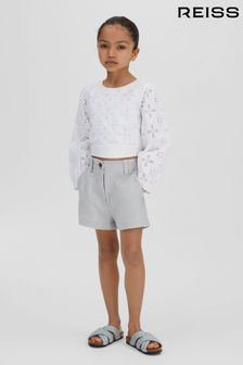 Reiss Blue Dani Junior Linen Loose Fit Shorts (B87419) | $56