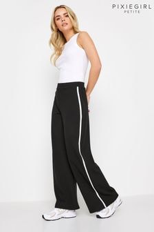 PixieGirl Petite Black Side Stripe Wide Leg Trousers (B87422) | $58