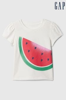 Fehér/Rózsaszínű - Gap Summer Graphic Short Sleeve T-shirt (newborn-5yrs) (B87431) | 3 620 Ft