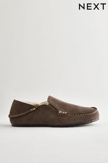 Grey Suede Moccasin Slippers (B87497) | $54