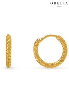 Orelia London 18k Gold Plating Snake Textured Huggie Hoops Earrings