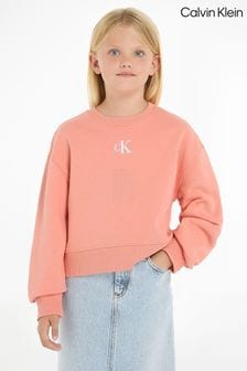 Portocaliu - Bluză flaușată Calvin Klein cu logo (B87632) | 298 LEI