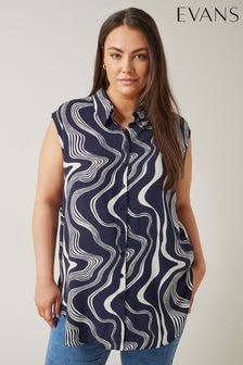 Evans Curve Abstract Print Sleeveless Shirt (B87684) | $50