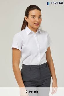 Trutex White Slim Fit Short Sleeve 2 Pack School Shirts (B87753) | KRW44,800 - KRW51,200