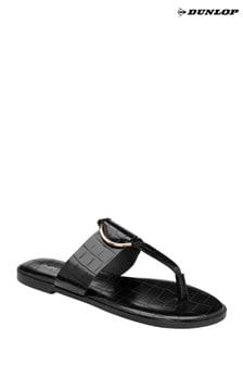 Dunlop Black Flat Toe Post Sandals (B87806) | €29