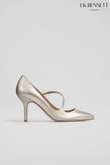 זהב - נעליים אלגנטיות עם רצועה אסימטרית מזמש דגם Simone של LK Bennett (B87874) | ‏1,504 ‏₪
