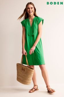 Boden Green Millie Pom Cotton Dress (B88169) | AED333