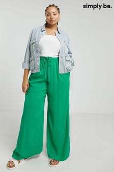 Simply Be Green Crinkle Wide Leg Trousers (B88190) | €41