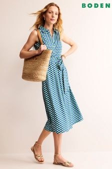 Boden Green Petite Laura Sleeveless Shirt Dress (B88215) | $146