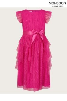 Monsoon Pink Stacie Waterfall Dress (B88225) | Kč1,785 - Kč1,945