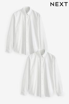 White Long Sleeve Oxford 100% Cotton Shirts 2 Pack (B88226) | $107