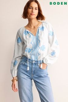 Boden White Serena Embroidered Blouse (B88232) | AED638