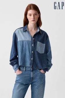 Krótka koszula dżinsowa Gap ze wzorem patchworkowym (B88451) | 285 zł