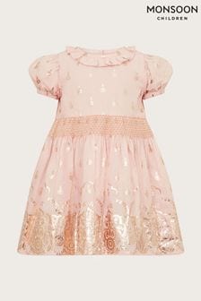 Monsoon Pink Baby Border Foil Dress (B88758) | 168 QAR - 188 QAR