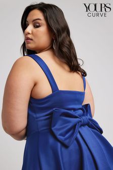 Yours Curve Blue Bow Back Peplum Top (B88763) | €52