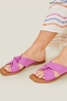 Accessorize Pink Metallic Leather Knot Sandals
