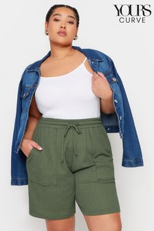 Yours Curve Green Crinkle Runner Shorts (B88780) | €30