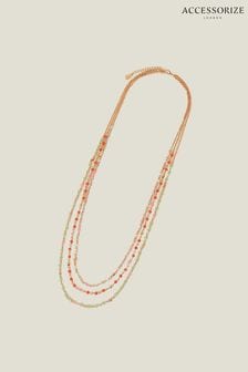 Accessorize Lange, mehrreihige Halskette mit facettierten Perlen, Orange (B89174) | 28 €