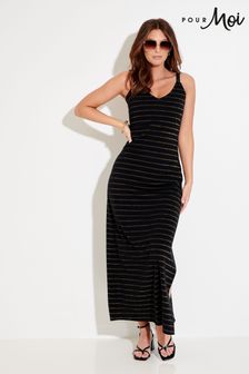 Pour Moi Black Jersey Plaited Straps Maxi Dress (B89190) | LEI 233