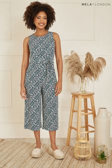 Mela Green Ditsy Print Culotte Jumpsuit (B89229) | $75