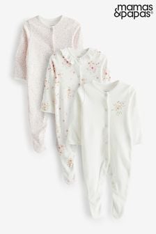 Mamas & Papas Schlafanzüge mit Aquarell-Blumenmuster im 3er-Pack, Pink (B89491) | 34 €