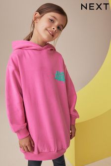 Pink/Green Printed Longline 100% Cotton Hoodie (3-16yrs) (B89626) | $36 - $46