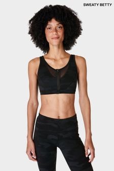 Sweaty Betty Ultra Black Camo Print Power Icon Train Bra (B89780) | $103