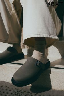 Grey mules flat discount