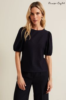 Phase Eight Blue Adley Texture Bubble Sleeve Top (B89924) | €75