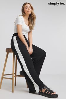 Simply Be Black Side Stripe Wide Leg Trousers (B89933) | AED166