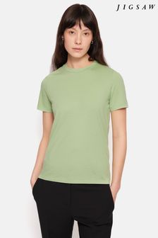 Zielony - Jigsaw Grey Supima Cotton Crew Neck T-shirt (B90080) | 175 zł