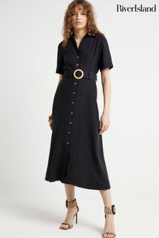 River Island Black Belted Shirt Dress (B90319) | AED312