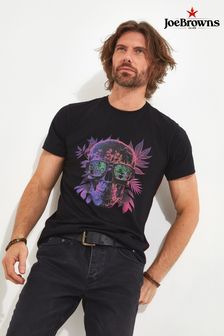 Joe Browns Black Iridescent Skull Graphic T-Shirt (B90343) | kr350