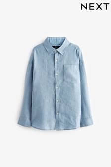 Airforce Blue 100% Linen Shirt Long Sleeve 100 per cent Linen Shirt (3-16yrs) (B90377) | €28 - €35