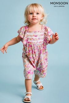 Monsoon Pink Baby Floral Frill Romper (B90461) | SGD 39 - SGD 43