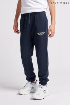 Jack Wills Blue Dark Boys 100% Cotton Graphic Haydor Joggers (B90513) | $60 - $72