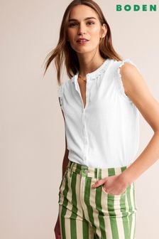 Boden White Olive Sleeveless Shirt (B90606) | HK$391