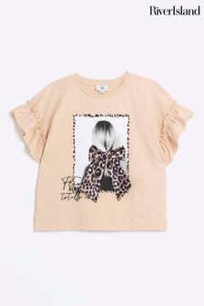 River Island Brown Girls Leopard Print T-Shirt (B90837) | 801 UAH