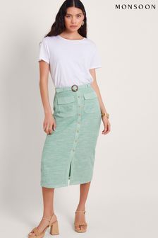 Monsoon Green Athena Stripe Skirt (B90839) | kr636