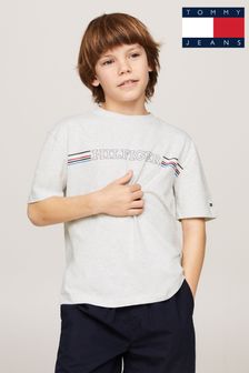 Tommy Hilfiger Grey Stripe Logo T-Shirt (B90952) | OMR10 - OMR13