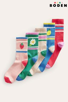 Boden Green Ribbed Socks 5 Pack (B91039) | $30