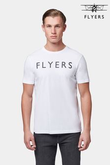 Weiß - Flyers Mens Classic Fit Text T-shirt (B91092) | 31 €