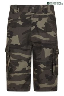 Grün - Mountain Warehouse Herren Leichte Cargo-Shorts aus 100 % Baumwolle mit Camouflage-Muster (B91182) | 51 €