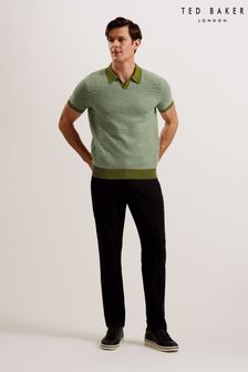 Ted Baker Green Wulder Regular Short Sleeve Open Neck Polo Shirt (B91482) | $142