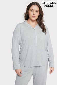 灰色 - Chelsea Peers加大尺碼莫代爾排扣睡衣套裝 (B91508) | NT$1,960